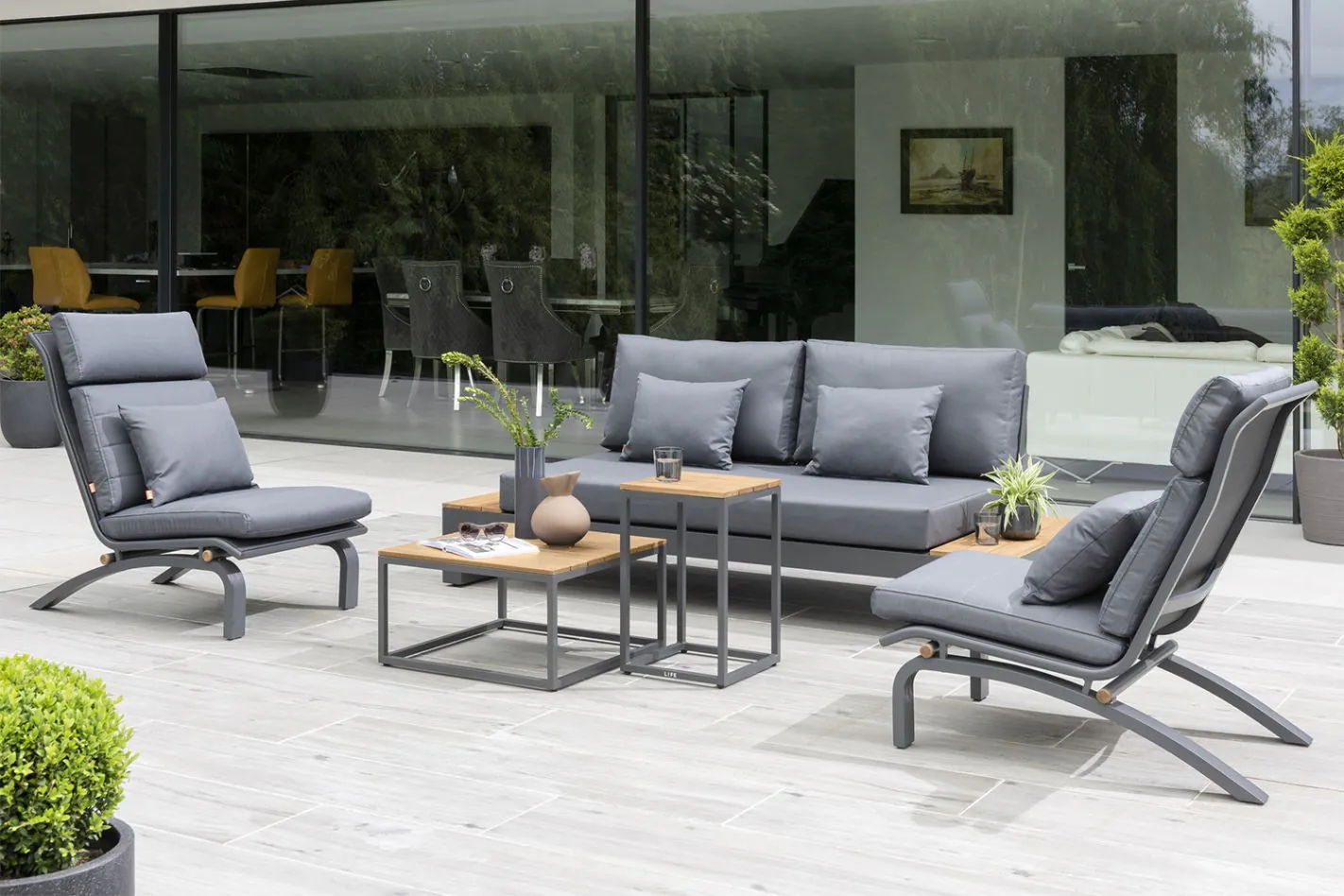 LIFE Soho vrtna zofa s počivalnikoma – aluminij - slika 3