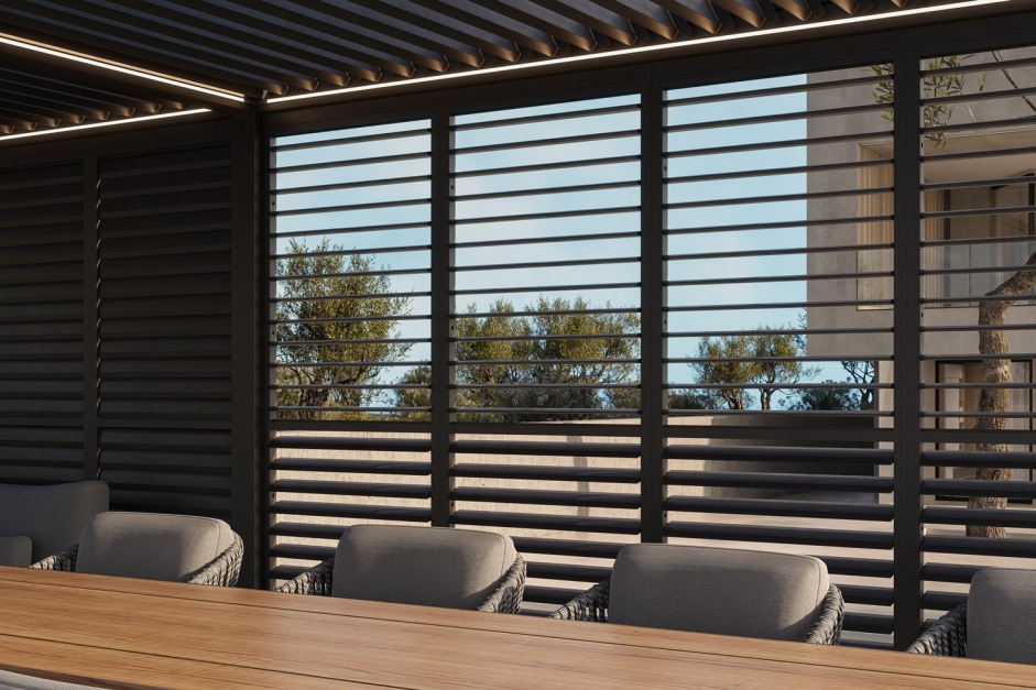 SUNS Luxe bioklimatska pergola z zložljivo streho - slika 5