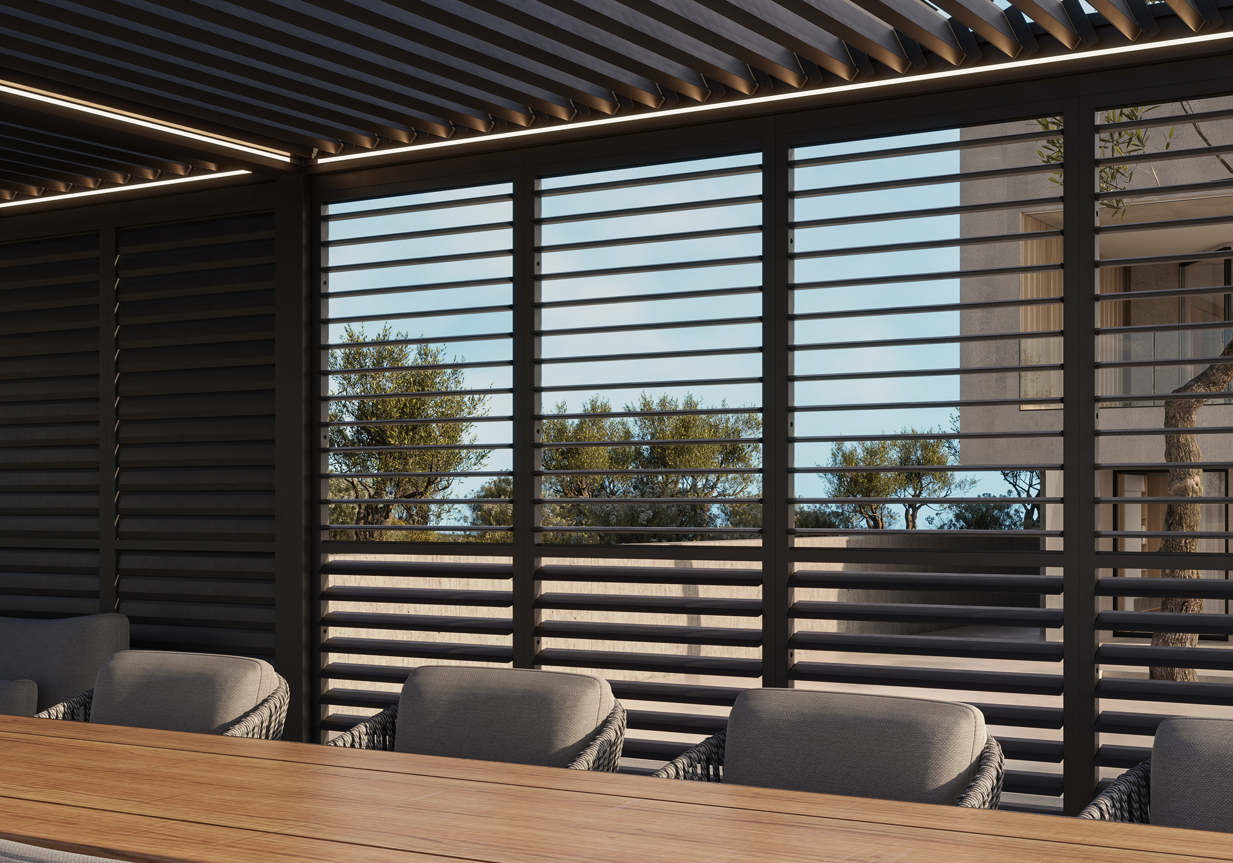 SUNS Luxe bioklimatska pergola z električnimi lamelami - slika 2